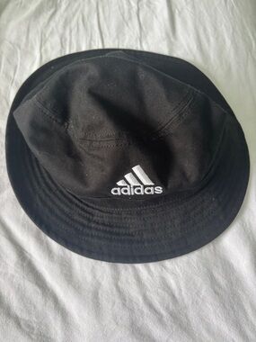 adidas Black Bucket Hat with White Logo Tag